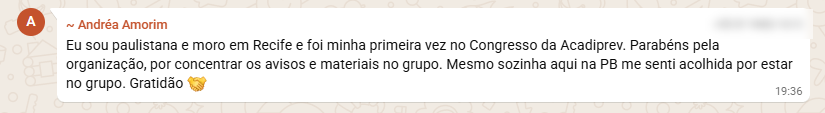 Depoimento real de participante sobre o Congresso